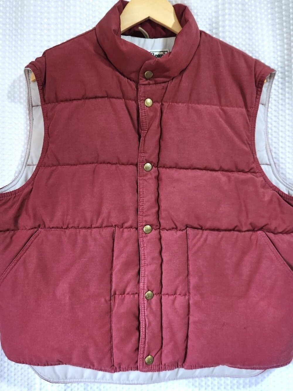 Vintage LL Bean Puffer Vest Insulated Maroon Burgundy Freeport ME 1980s Gorpcore